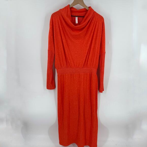 Anthropologie Daily Practice Cowl Neck Midi Dress Burnt Orange Size Medium - Picture 2 of 8